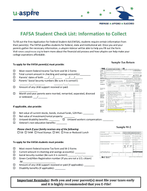 FAFSA Student Checklist