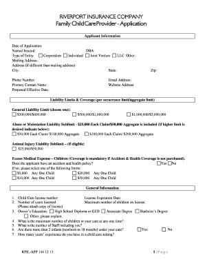 Family Child Care Provider Application