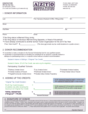 Arizona Tax Credit Donation Form