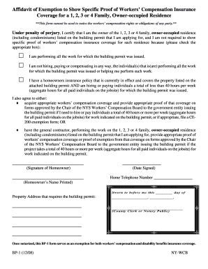 Affidavit of Exemption for Workers’ Compensation Insurance