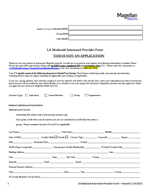 LA Medicaid Interested Provider Form