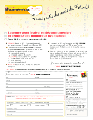 Formulaire d'adhésion au Club Biertrotters
