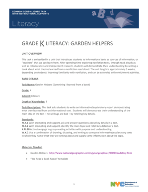 Garden Helpers Literacy Task