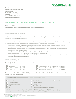 FORMULARIO DE SOLICITUD PARA LA MEMBRESÍA GLOBALG.A.P.