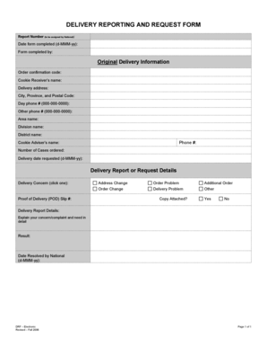 Delivery Reporting and Request Form