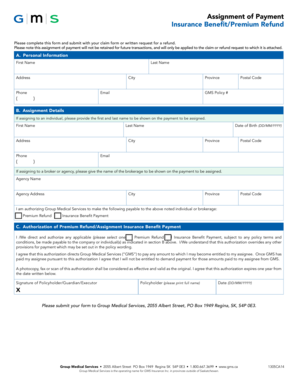 Insurance Benefit/Premium Refund Assignment Form