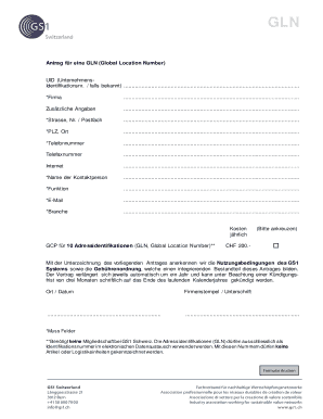 Antrag für eine GLN (Global Location Number)