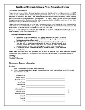 Hanover Public Schools Blackboard Connect Form