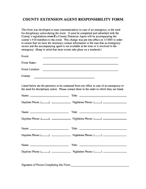 County Extension Agent Responsibility Form