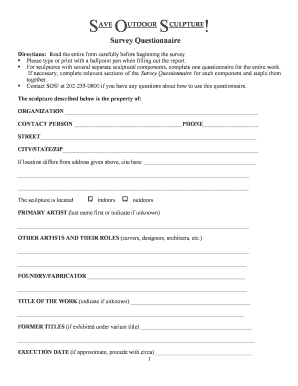 Fillable Online heritagepreservation SOS Survey Questionnaire ...