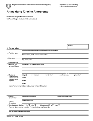 Eidgenössische Alters- und Hinterlassenenversicherung (AHV) Registrierung der Anmeldung