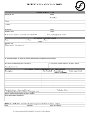 Property Damage Claim Form