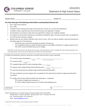 Statement of High School Status