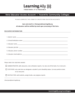 New Educator Access Account Form