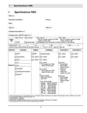 FMS Specifications Form