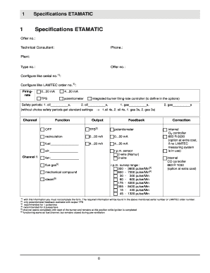ETAMATIC Technical Configuration Form
