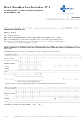 Chronic Illness Benefit Application Form