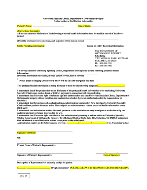 Authorization to Use/Disclose Information