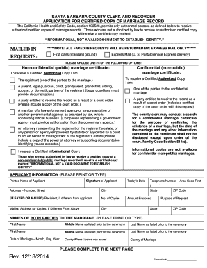 Santa Barbara County Marriage Record Application