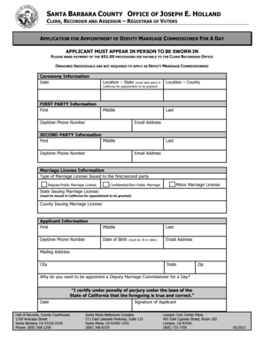 California Deputy Marriage Commissioner Application