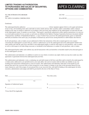 Limited Trading Authorization Form
