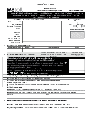 M6Toll Mobility Exemption Pass Application Form