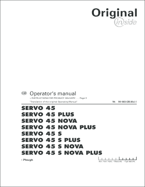 Pöttinger Servo 45 Plough Product Delivery Form