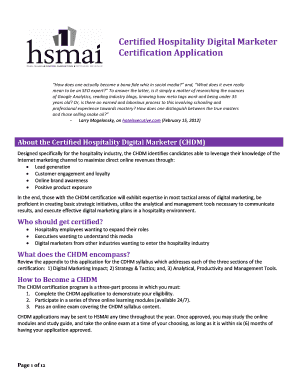 Certified Hospitality Digital Marketer Application