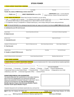 Stock Power Transfer Form