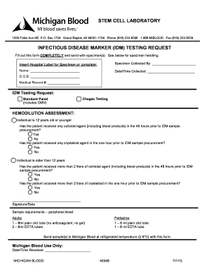 Infectious Disease Marker Testing Request Form