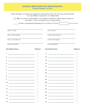 Academic Decathlon Lecture Event Registration Form