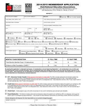 Utah Education Association Membership Application
