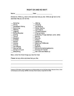 Activity Preference Form