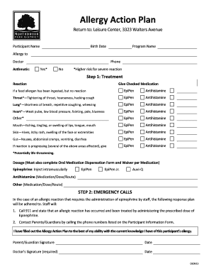 Allergy Action Plan
