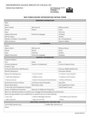 NHS Foreclosure Intervention Intake Form