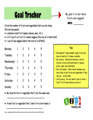 Fruit and Vegetable Tracker Form