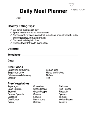 Healthy Meal Planner Form