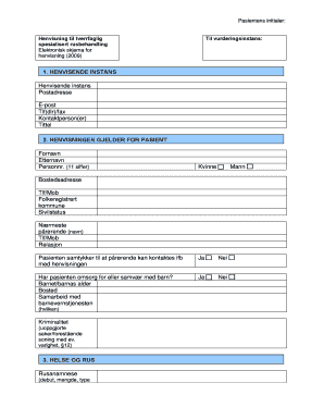 Norwegian Referral Form for Specialized Addiction Treatment