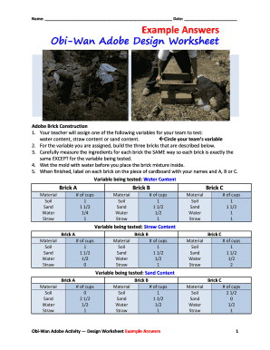 Adobe Brick Design Worksheet