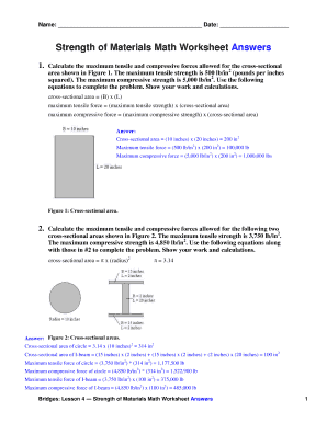 strength of materials math worksheet