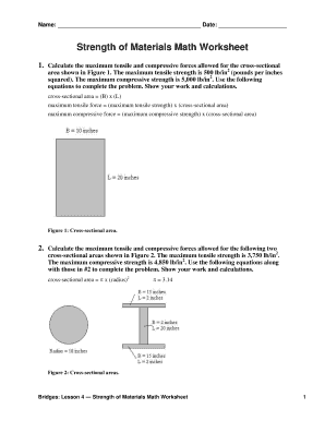 strength of materials math worksheet