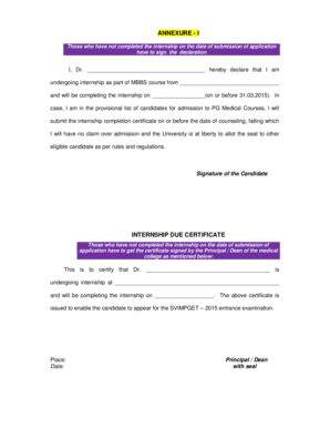 Internship Due Certificate