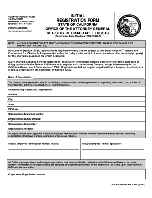 California Charitable Trust Registration Form