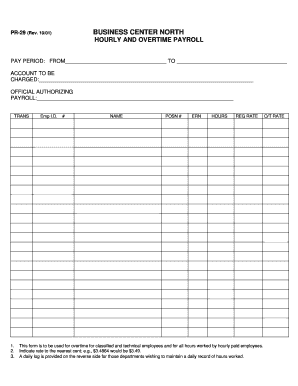 Hourly and Overtime Payroll Form