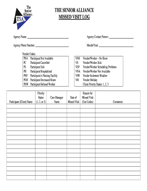 Missed Visit Log Form