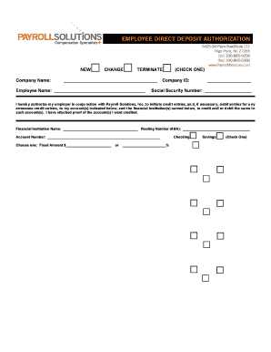 Employee Direct Deposit Authorization Form