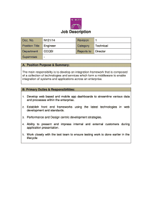 Engineer Job Description Form