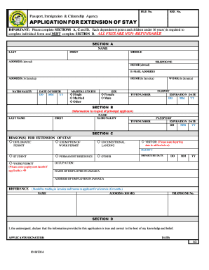 Application for Extension of Stay