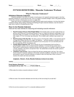 Fitness Homework What is a Muscualr Endurance Workout