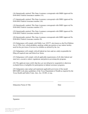 Texas State Assurances Form